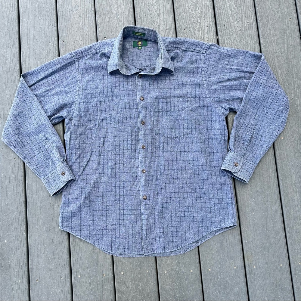 Club Room Blue Casual Button‎ Down Shirt with Classic Style